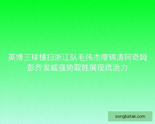 英博三球横扫浙江队毛伟杰廖锦涛阿奇姆彭齐发威强势取胜展现统治力